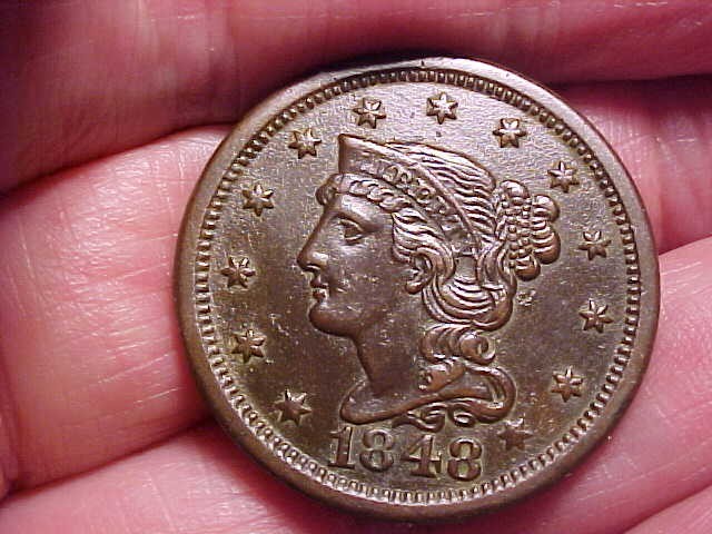 1848 Large Cent; Extremely Fine details, dark