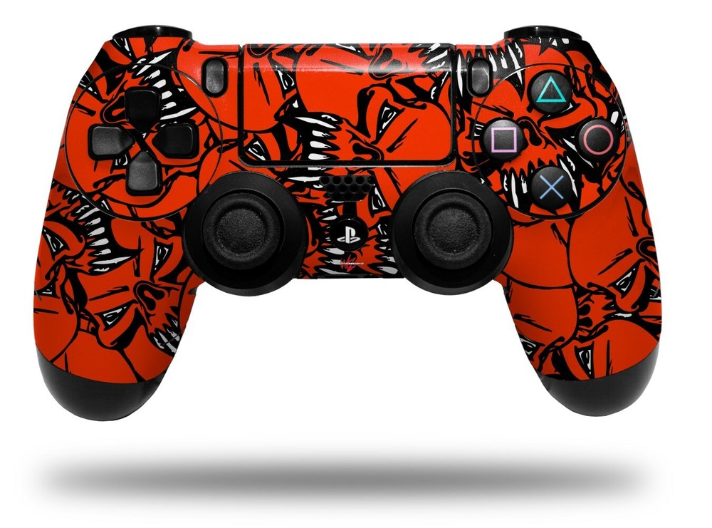 Skin for Sony PS4 Controller Scattered Skulls Red