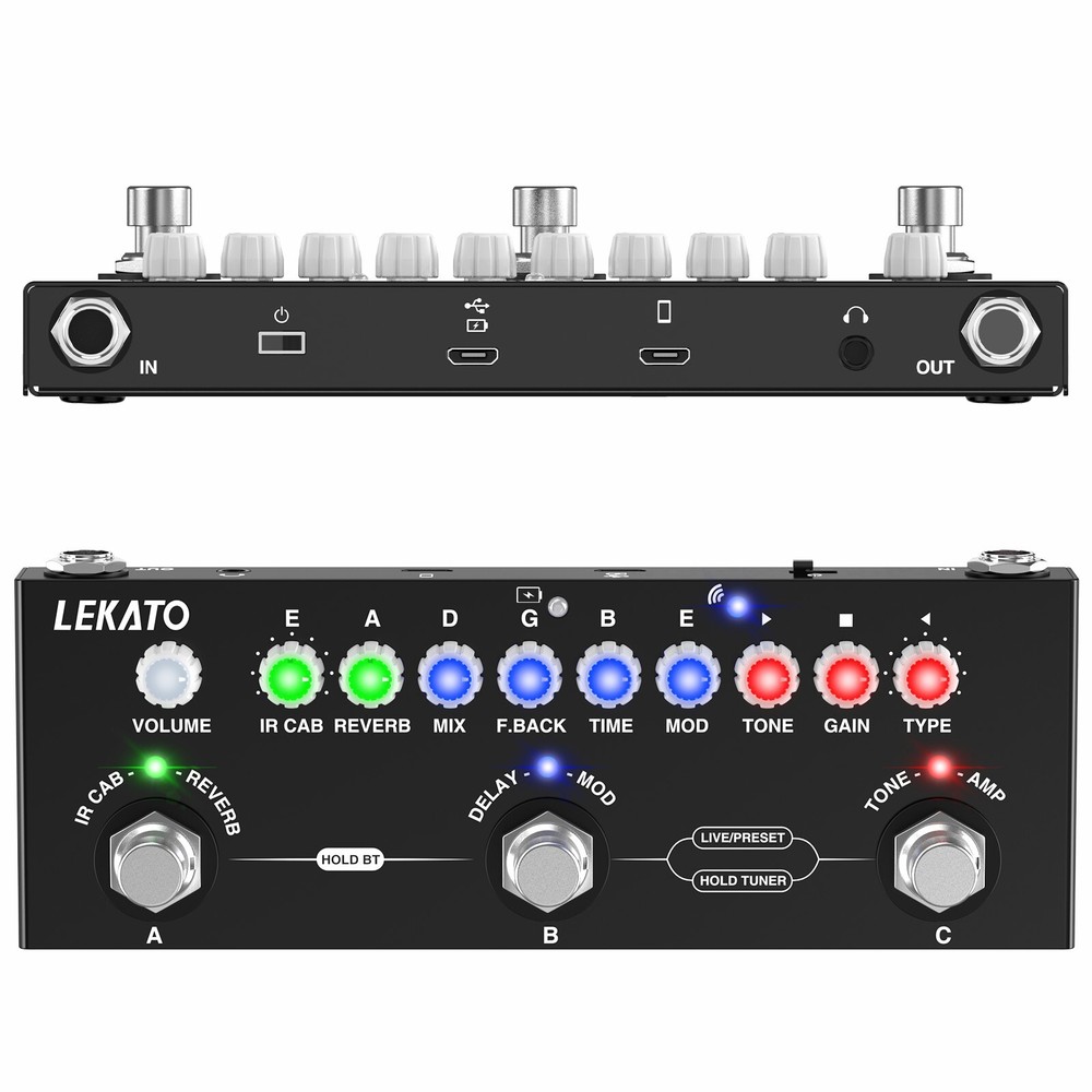 Multi Effects Guitar Pedal Reverb Delay Chorus Phaser, IR Loading 9 AMP Modes