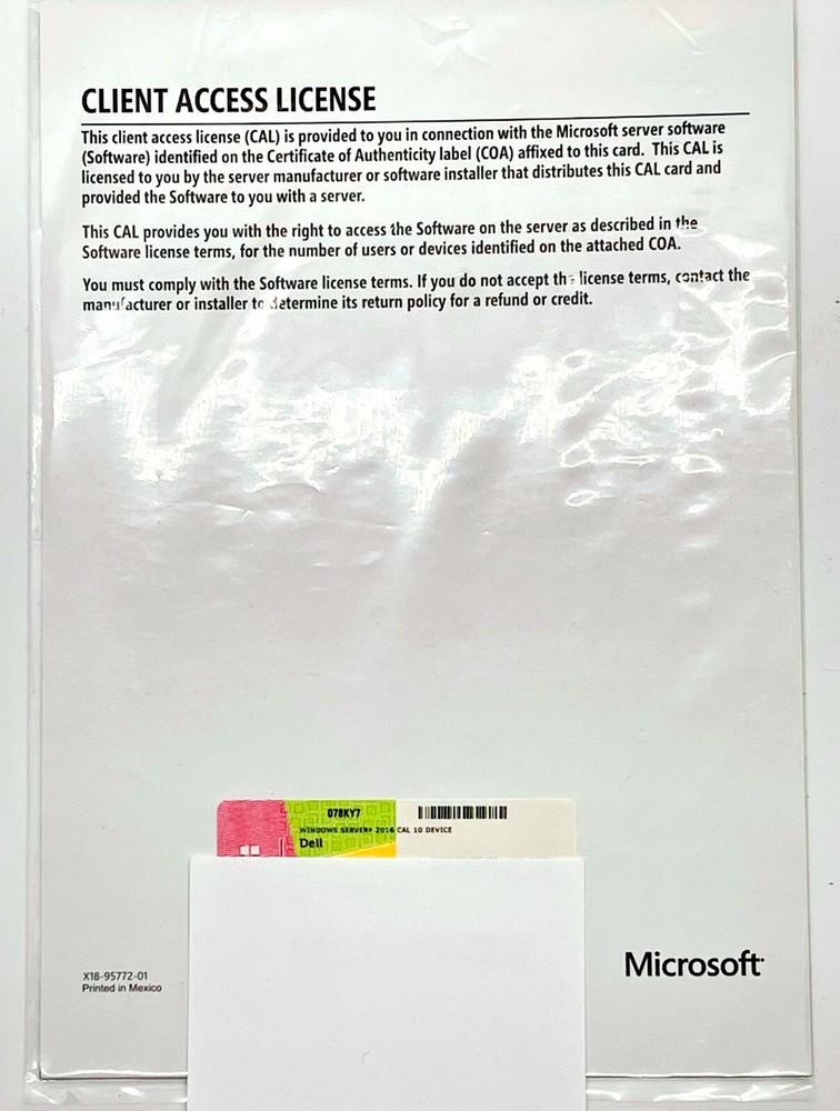 Dell Windows Server 2016 10 CAL Pack - Sealed Client Access License