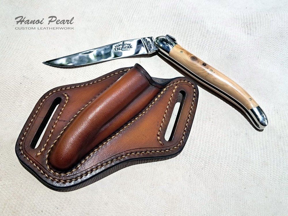 Custom Leather Sheath for  Forge De Laguiole 12cm Folder [Sheath Only]