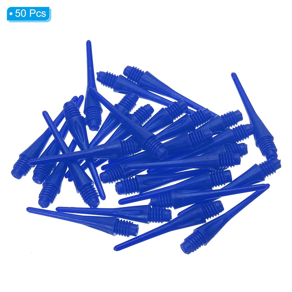 50Pcs 2BA Thread Plastic Soft Tip Dart Points Replacement Accessories, Blue