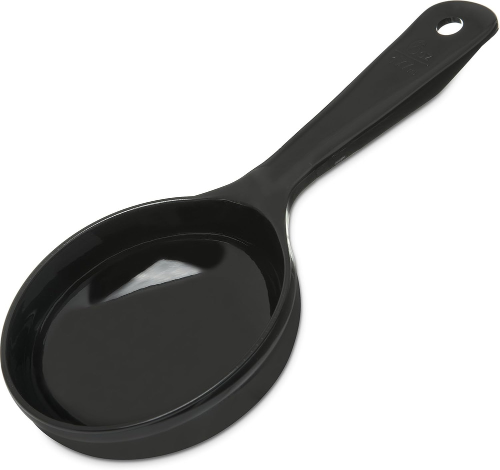 493003 Solid Short Handle Portion Control Spoon, 6 oz, Black