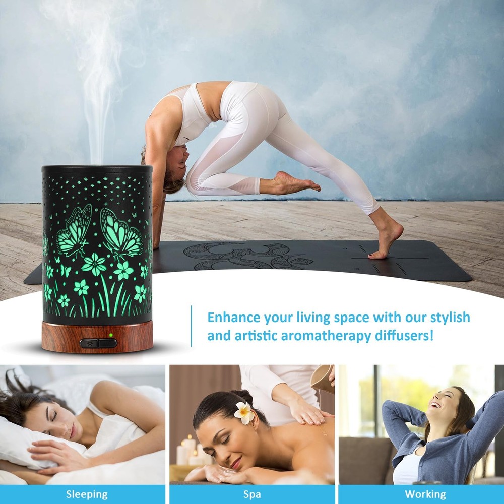 Essential Oil Diffuser - 150ML Metal Aromatherapy Large Butterfly