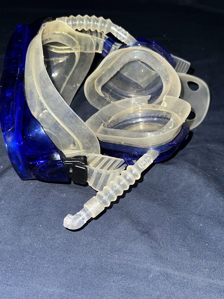 TEMPERED DIVING GOGGLES MASK BLUE WITH EAR COVERS