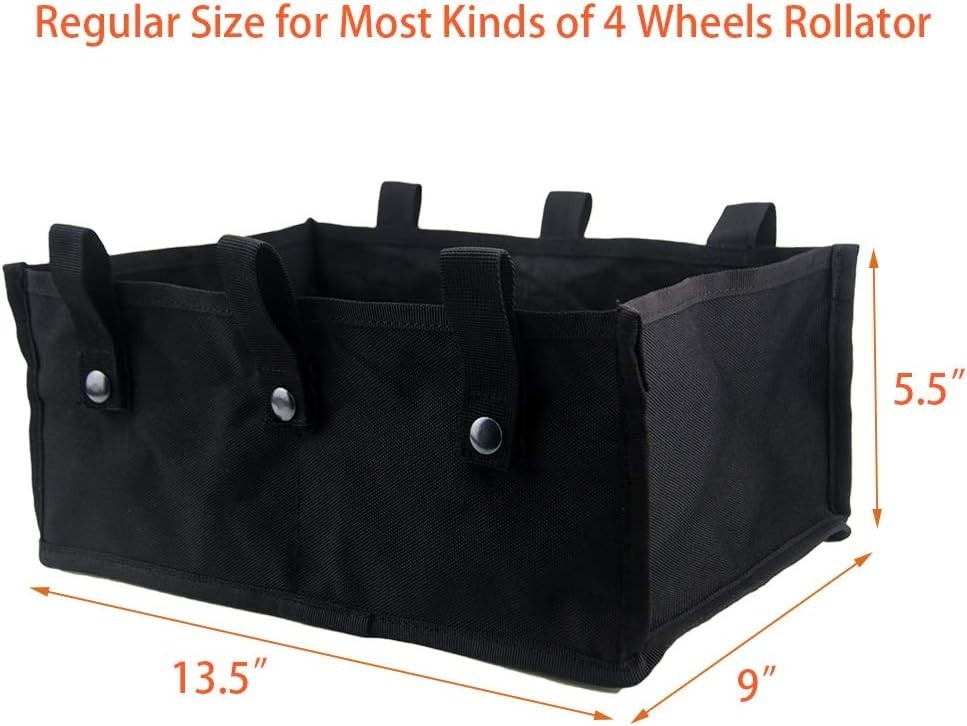 Versatile Black Rollator Walker Underseat Pouch - Easy Attachment & Organization