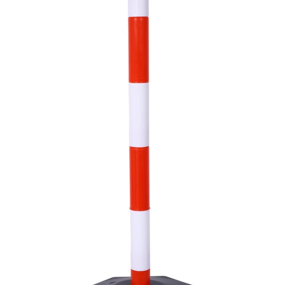 High Visibility White Red Plastic Traffic Delineator Post Fillable Base
