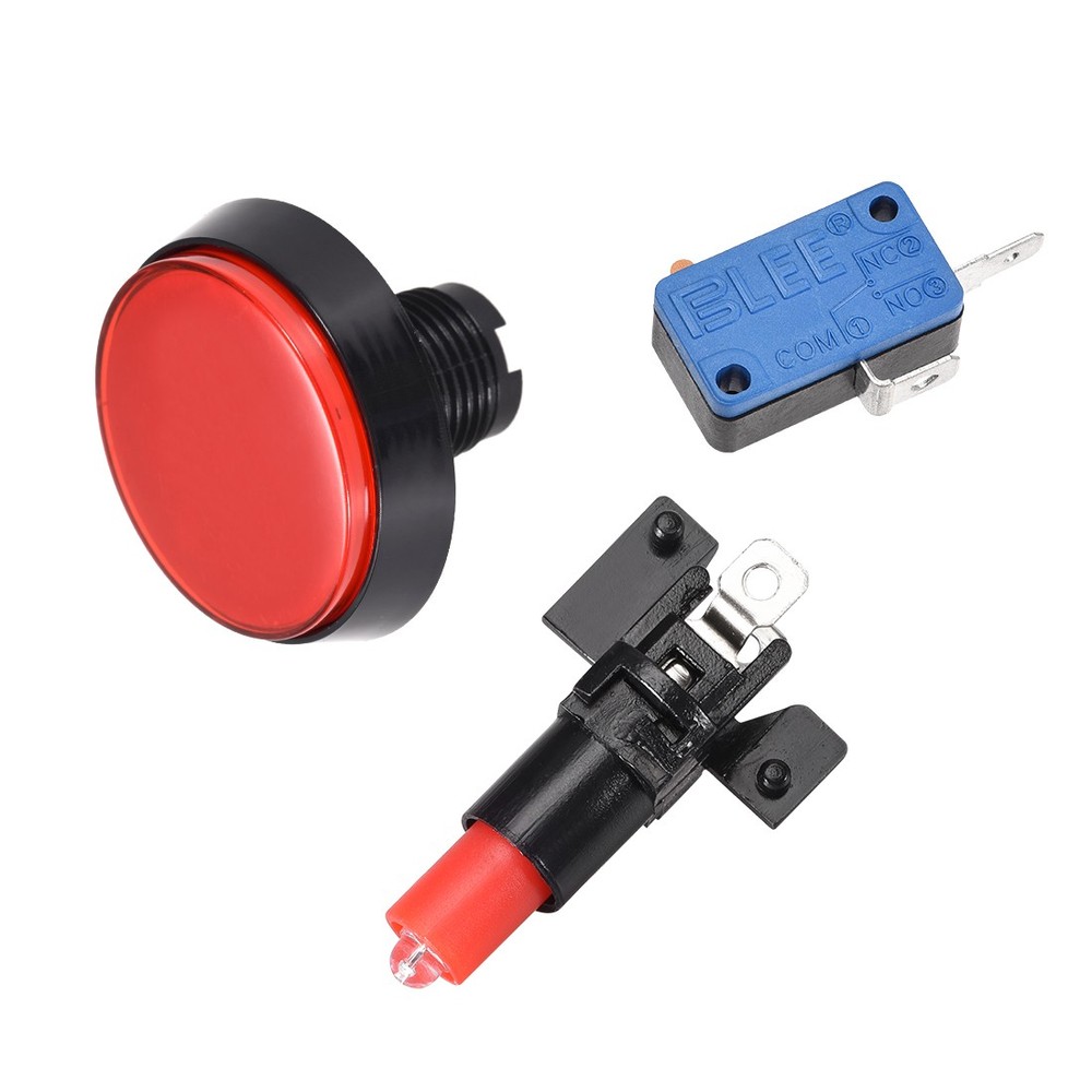 Game Push Button 60mm Round 12V LED Illuminated Push Button Switch Red 1pcs