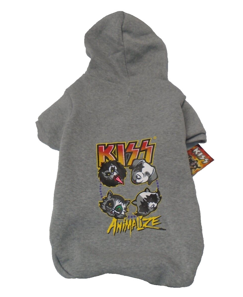 KISS BAND PET APPAREL  -  ANIMALIZE GRAY HOODIE  -  SIZE MEDIUM -  NEW WITH TAGS