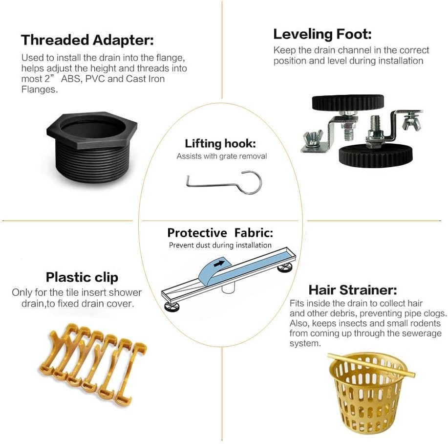 Neodrain 24 In. Shower Drain Gold Linear Rectangular SFS-3069-GD