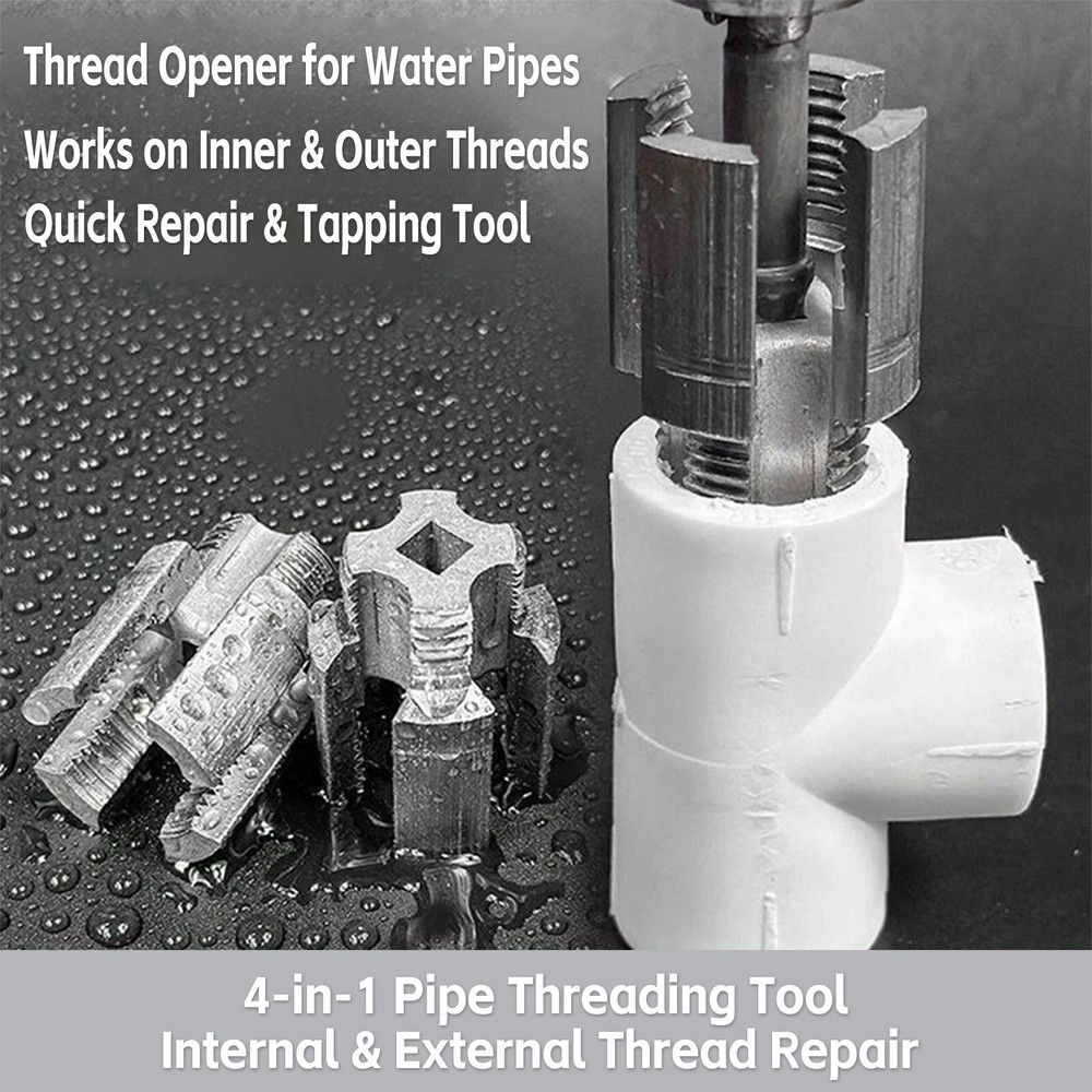 2pcs Integrated Internal & External Pipe Threading-Tool, PVC Pipe Threader Kit
