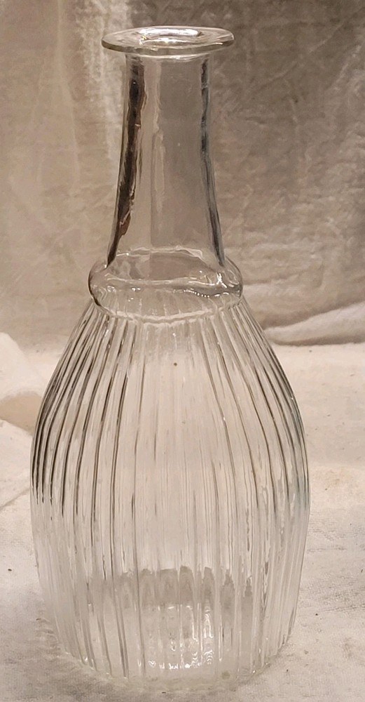 Small Rolled Lip Pontiled Ribbed Decanter Nice