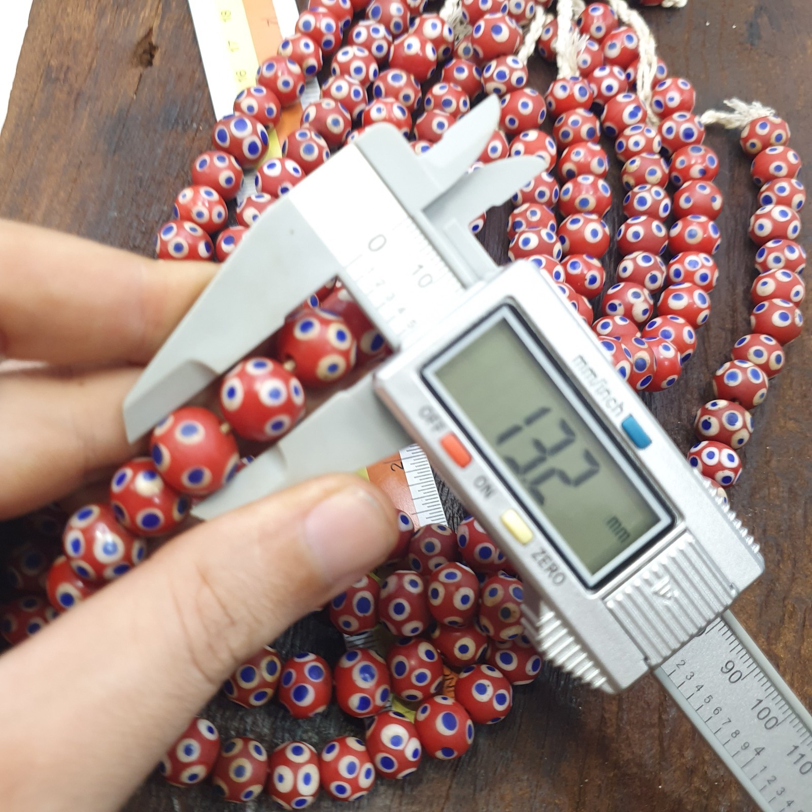 Red Skunk Beads African Style Glass Round Blue White Eye Beads Jewelry Making