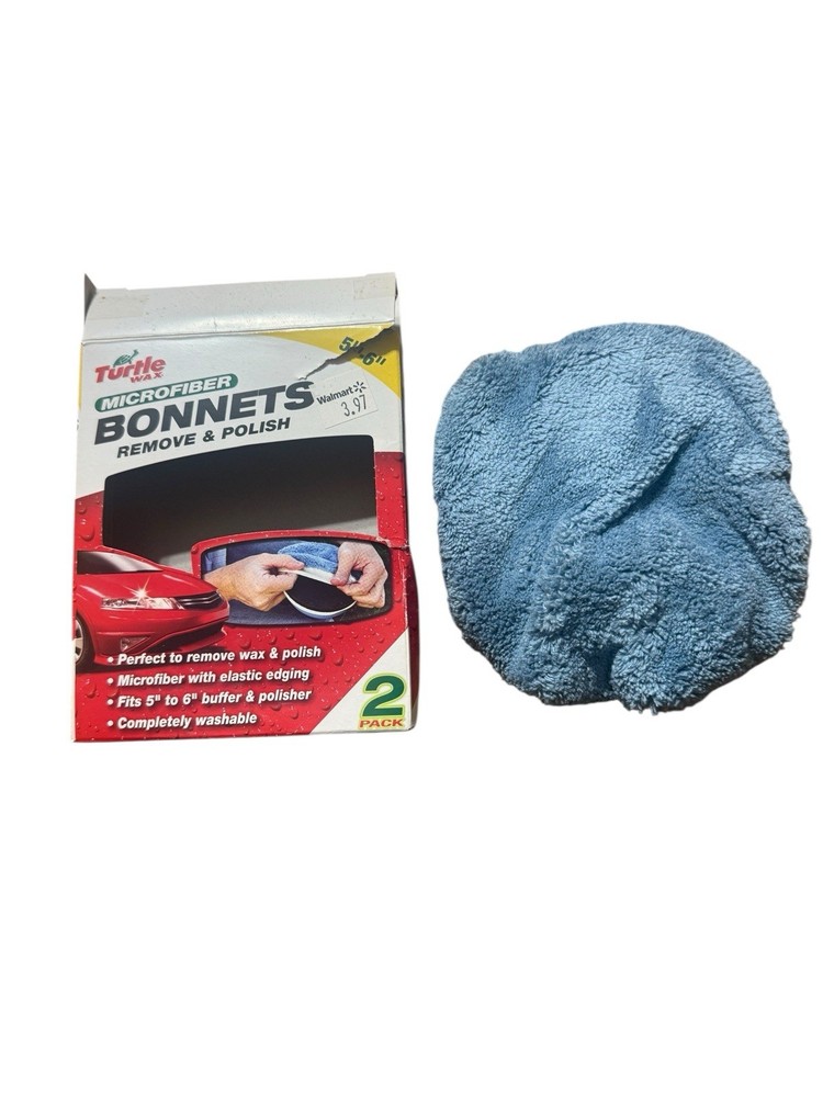 Turtle Wax Microfiber Bonnets 5”-6” Buffer Polisher Pads 2 Pack Remove Polish