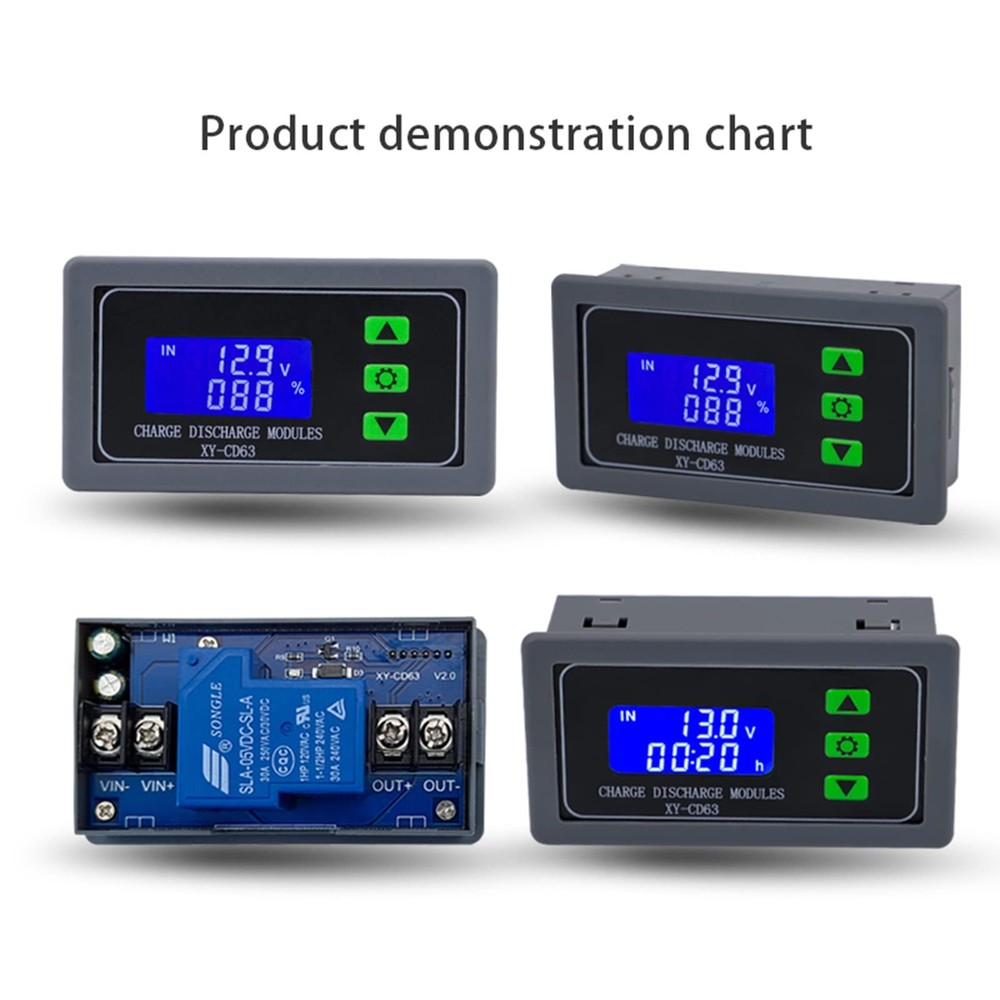 DC 6V-60V Low Voltage Protector Disconnect Switch Module with LCD Grey