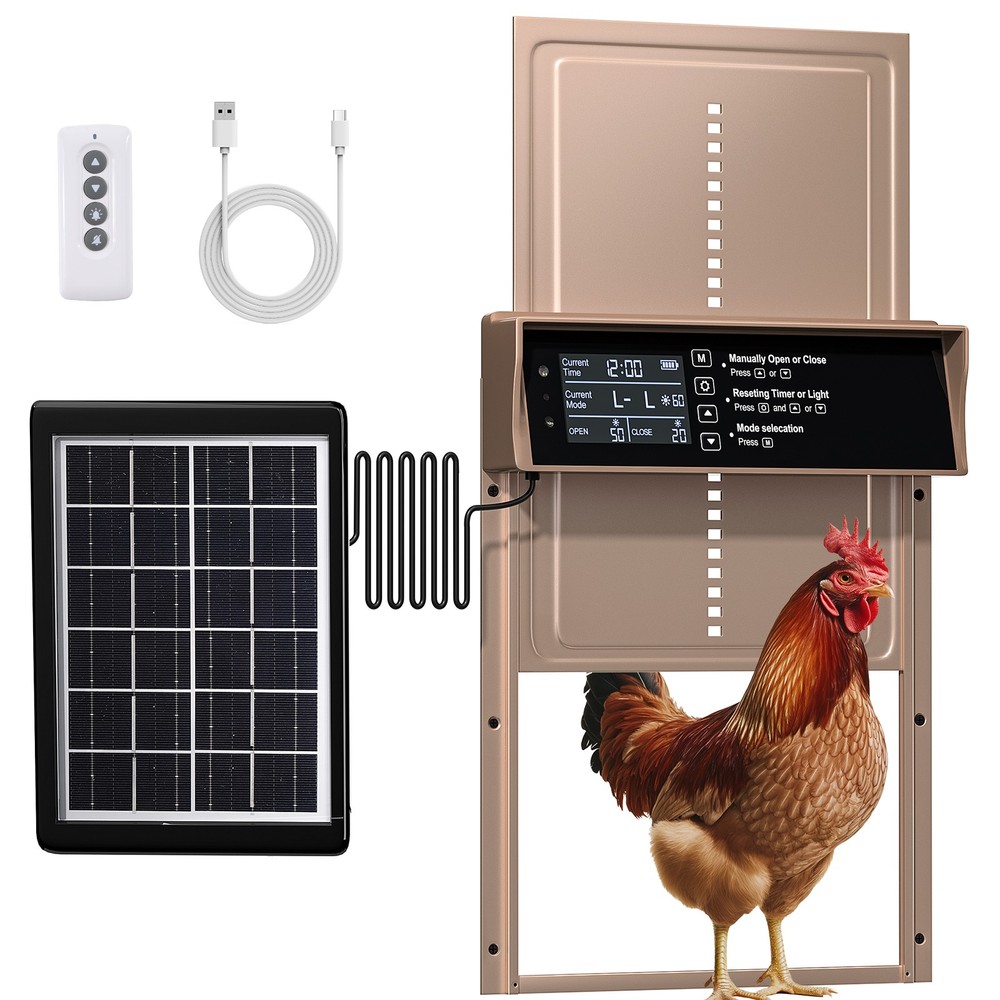 Automatic Chicken Poultry Coop Door w/Timer/Light Sensor/Alert System/LED Screen