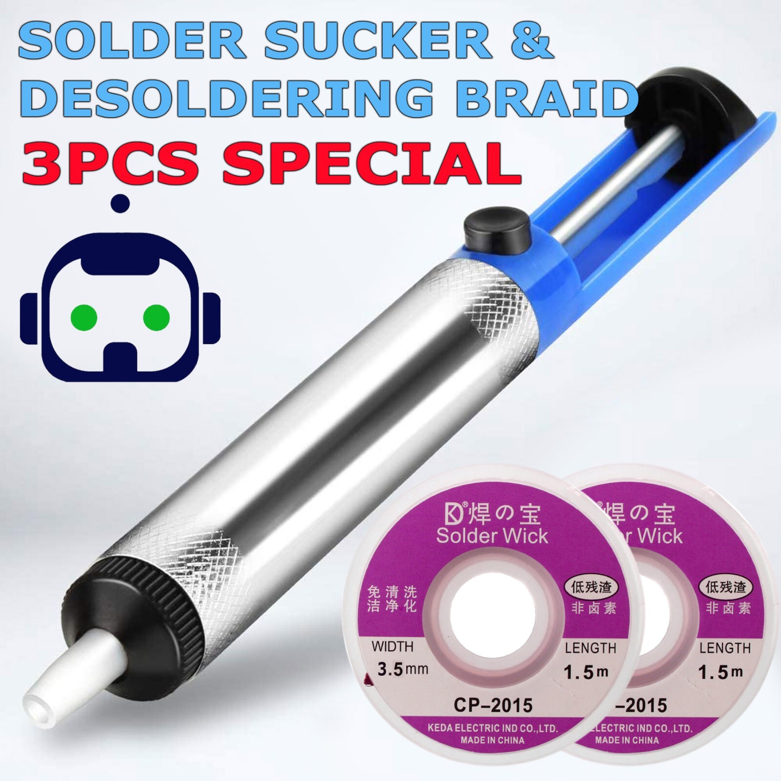 2PC 3.5mm 1.5M Desoldering Braid Solder Sucker Remover  Wick Wire Repair Tool