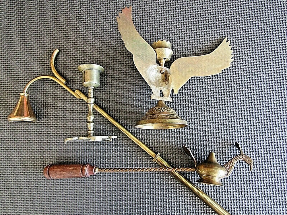 Unique Brass Candle Holders with snuffer !
