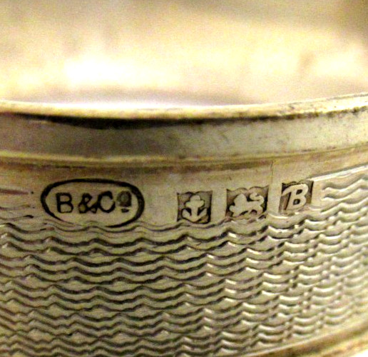 Solid Silver - "D" SHAPED - TWO NAPKIN RINGS - Hallmarked:-B`ham 1976 & 1936