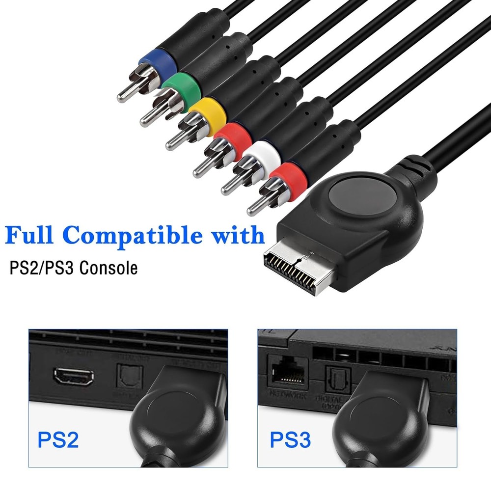 PS3 PS2 Component AV Cable,HD Audio Video Cable 5RCA YPbPr...