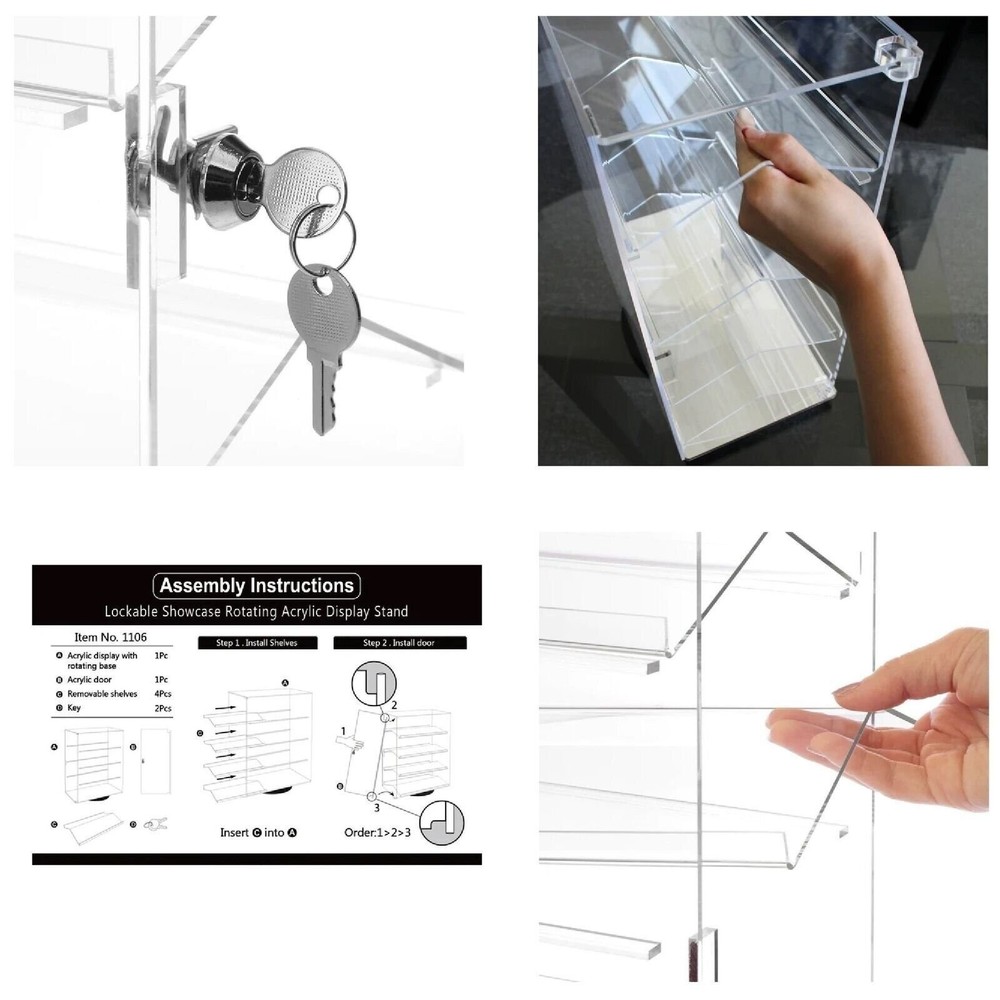 4 Removable slanted shelf acrylic case