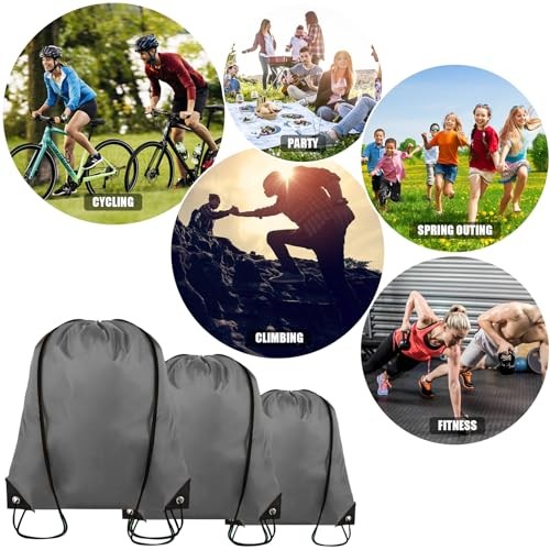 Drawstring Backpack BulkPcs Cinch Bag, Polyester Drawstring Bags for 100 Grey