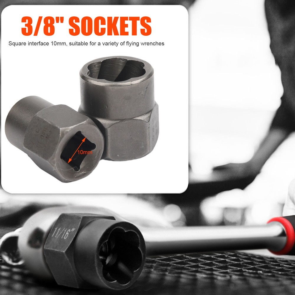 15PC Impact Bolt & Nut Remover Set Extractor Damaged Rusted Adapter Storage Case