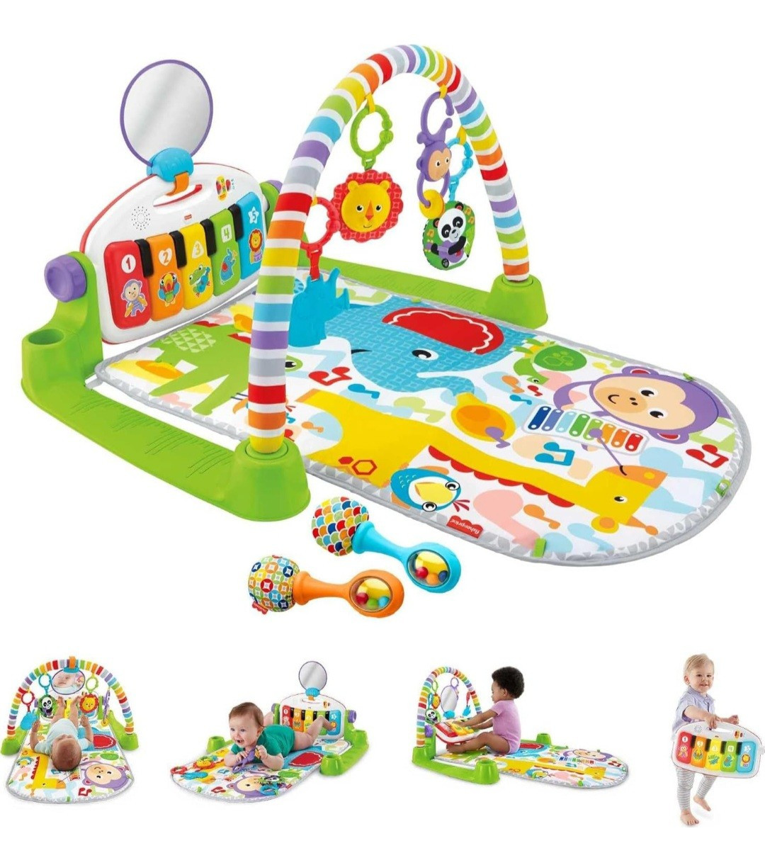 Baby Playmat deluxe kick & play piano gym learning toy & 2 maracas soft rattles