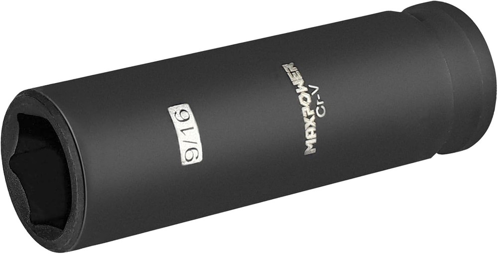 MAXPOWER 3/8 Inch Drive 9/16 Deep Impact Socket with 6-Point