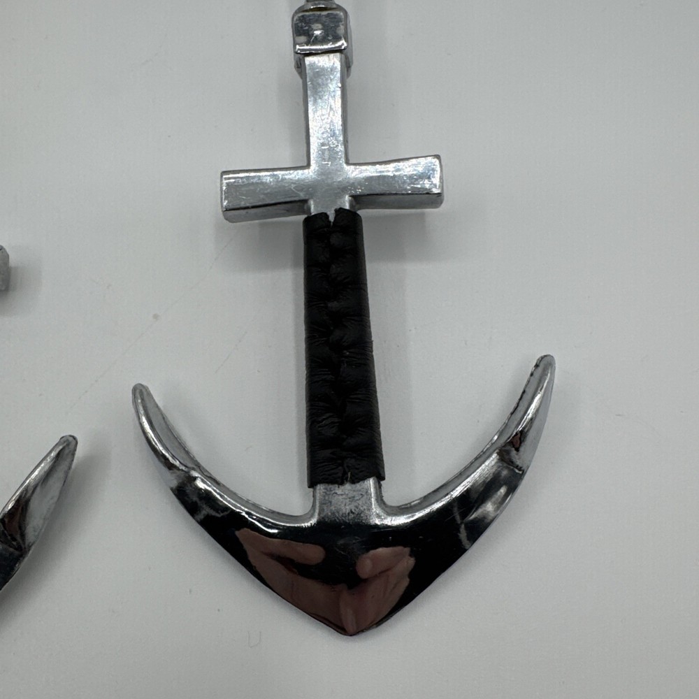 Vintage Nautical Anchor Handle Bar Tools Set Jigger Spoon Olive Fork Chrome