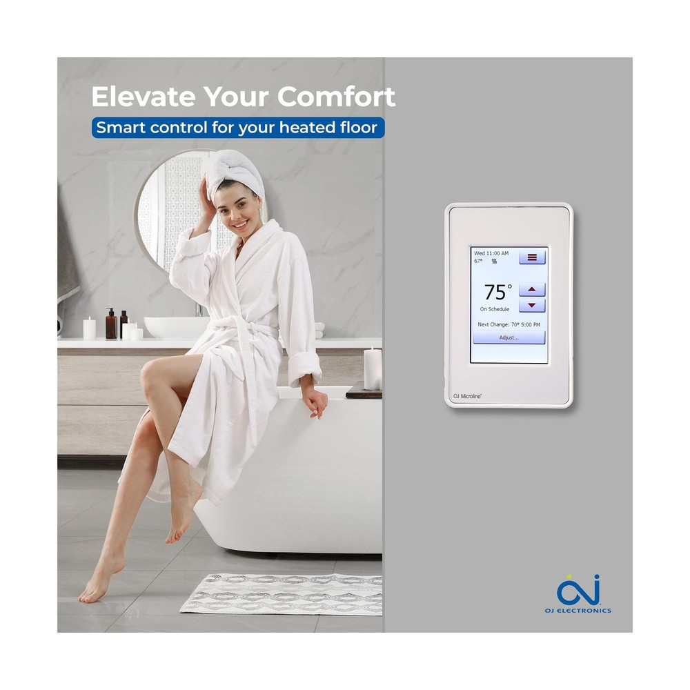 OJ Microline UDG4 Touchscreen Programmable Heated Floor Thermostat w/Class A ...