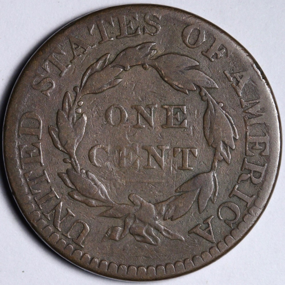 1825 Coronet Head Large Cent VG E103 UQKNM