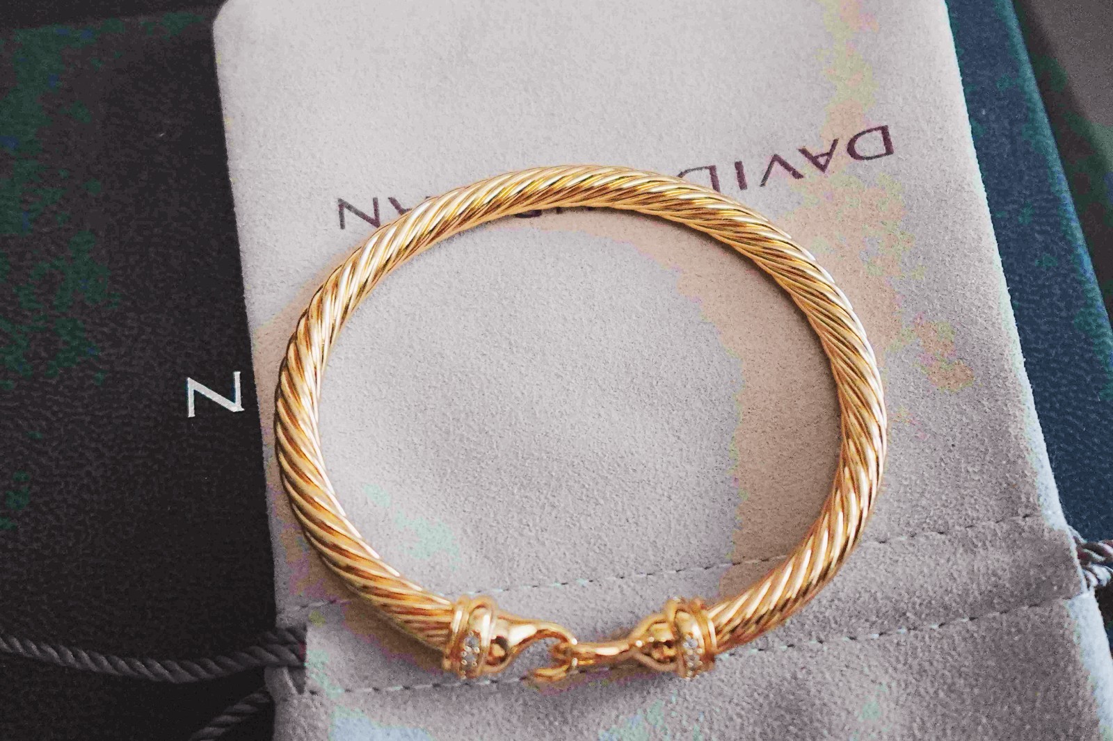 New&DAVlDYurman18K&Gold&twisted&cable*Diamondbracelet