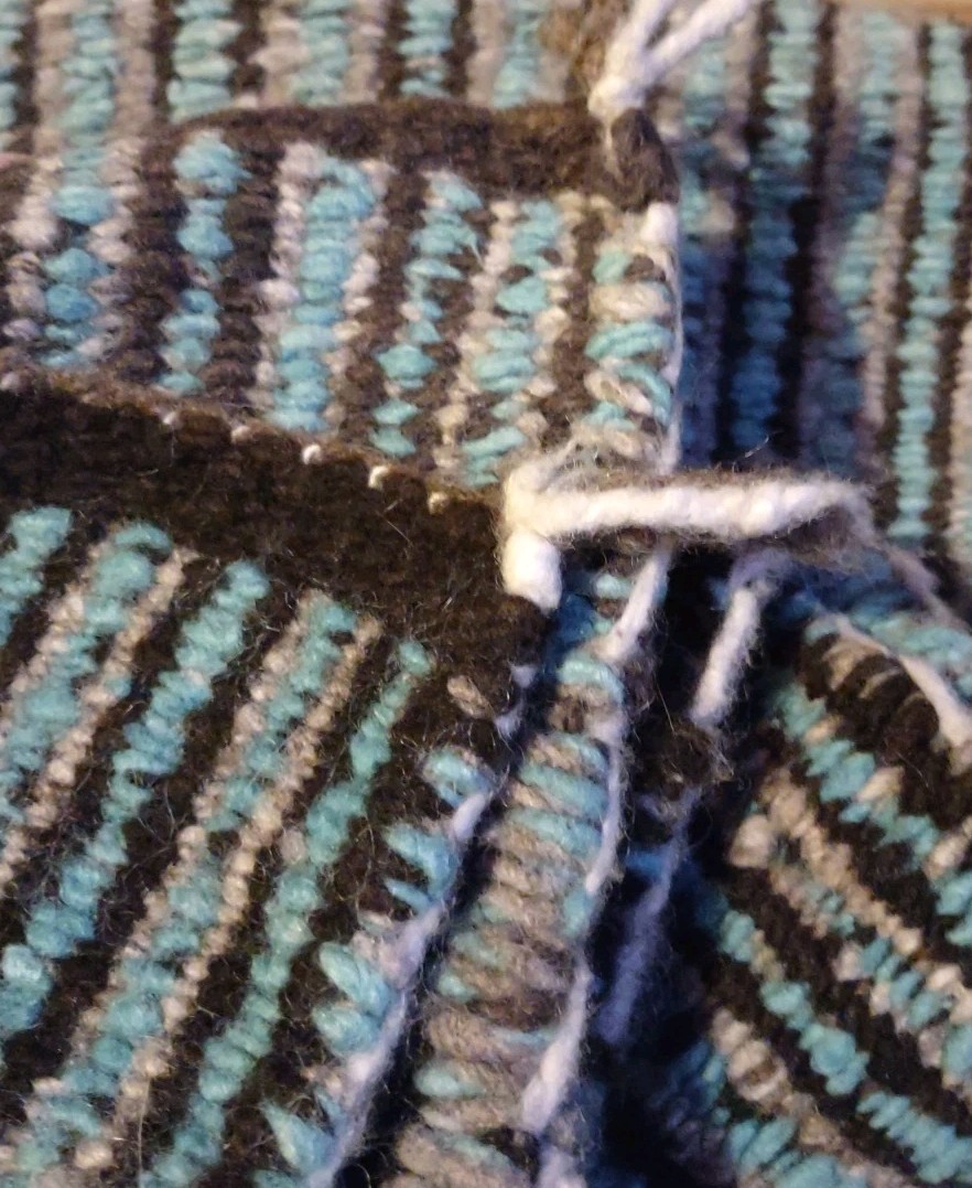 Navajo Rug Antique Native American Indian Twill Weaving Textile 1910 62 x 30