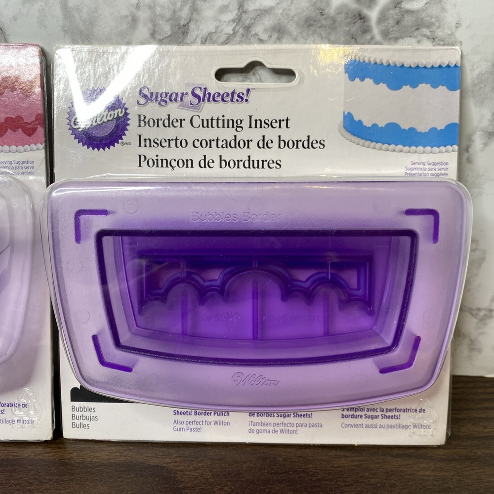 Wilton Sugar Sheets Border Cutting Inserts- Hearts & Bubbles Borders -NEW