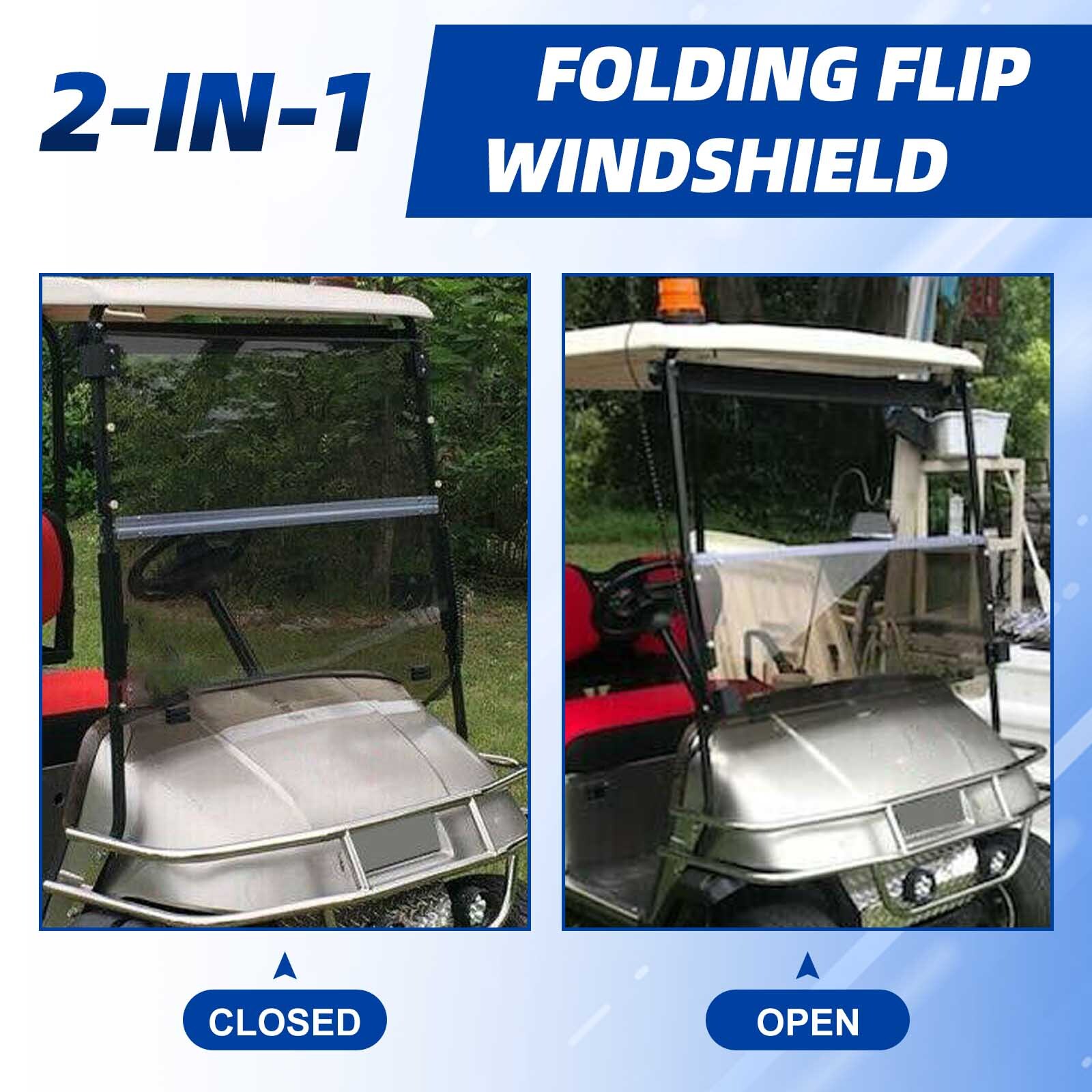 For 1994-2014 EZGO TXT & Medalist Golf Cart Folding Tinted Windshield PC