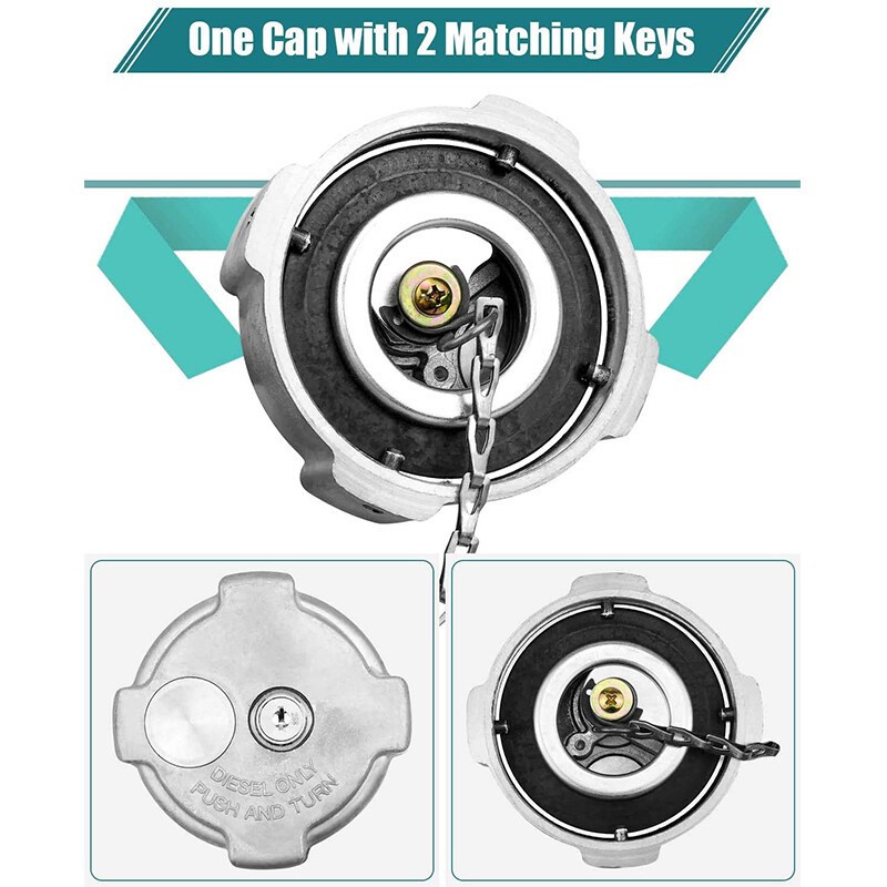 2Pcs Locking Diesel Fuel Cap with keys for 96-18 Freightliner Cascadia Columbia