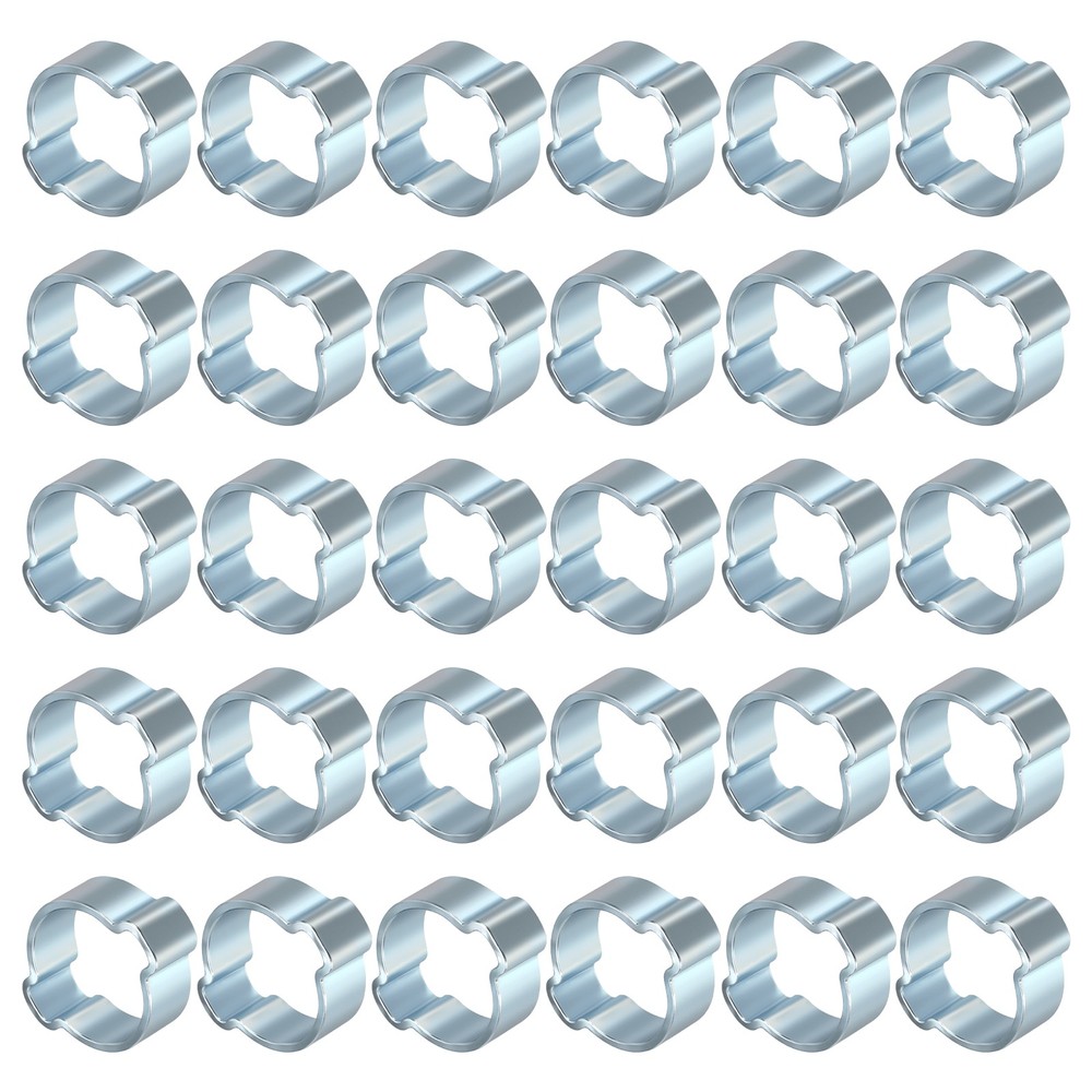 30 Pack Galvanizing Plate Double Ear Hose Clamps, Working Range 11-13mm