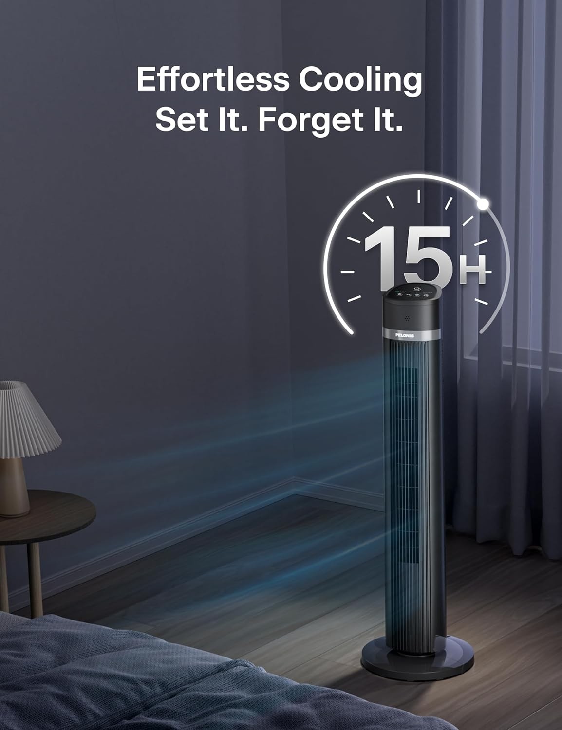 PELONIS 40" Bladeless Tower Fan Remote Control 3 Speed & Oscillation PSFZ40R3ALG