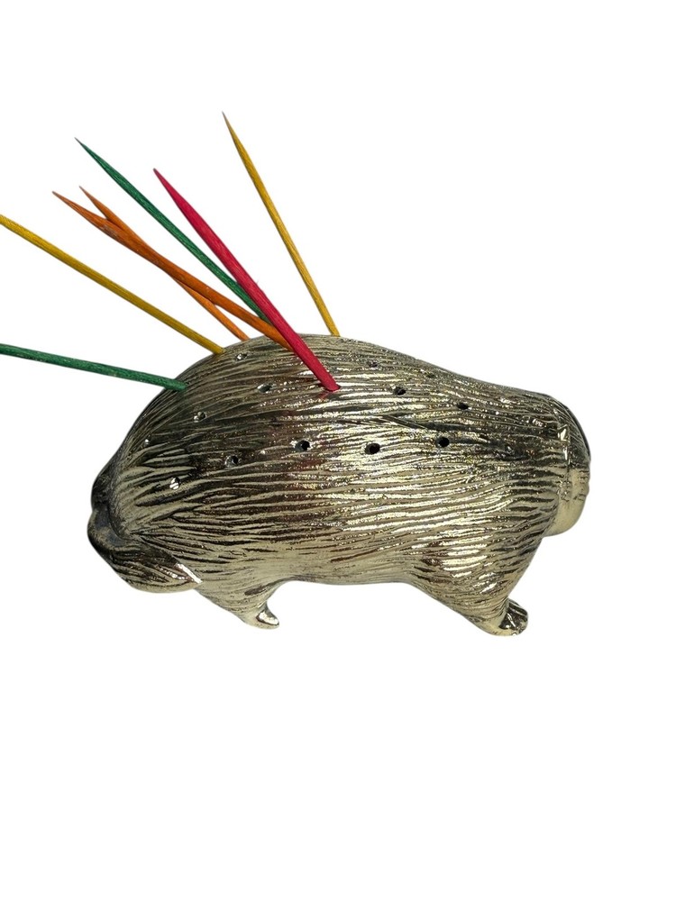 Vintage Silver Plate Porcupine Charcuterie Toothpick Holder Housewarming Gift