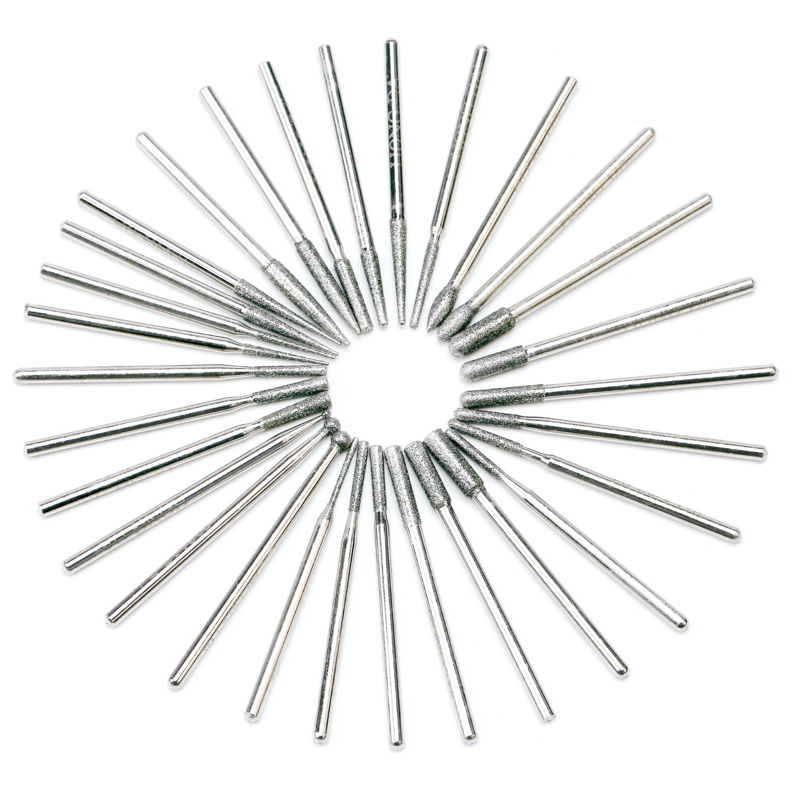 30Pcs Diamond Grinding Bits Set Stone Carving Tools for Dremel 1/8" 3/32" Shank