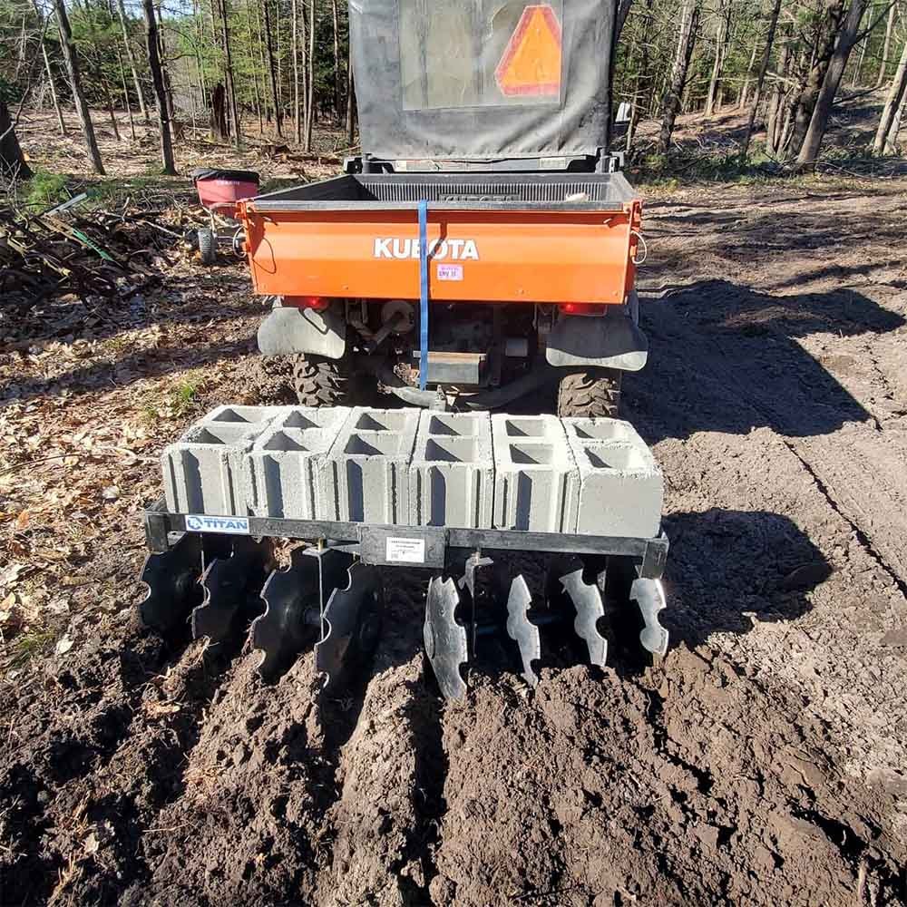 Titan Attachments 4 FT Tow-Behind Notched Disc Harrow Plow Attachment, 2" Hitch