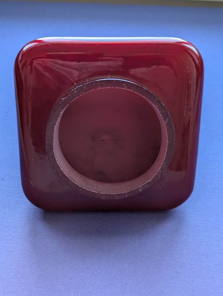 ANTIQUE 1920s/30s RUBY RED GLASS EXIT TRIANGULAR GLOBE THEATRE APARTMENT SCHOOL