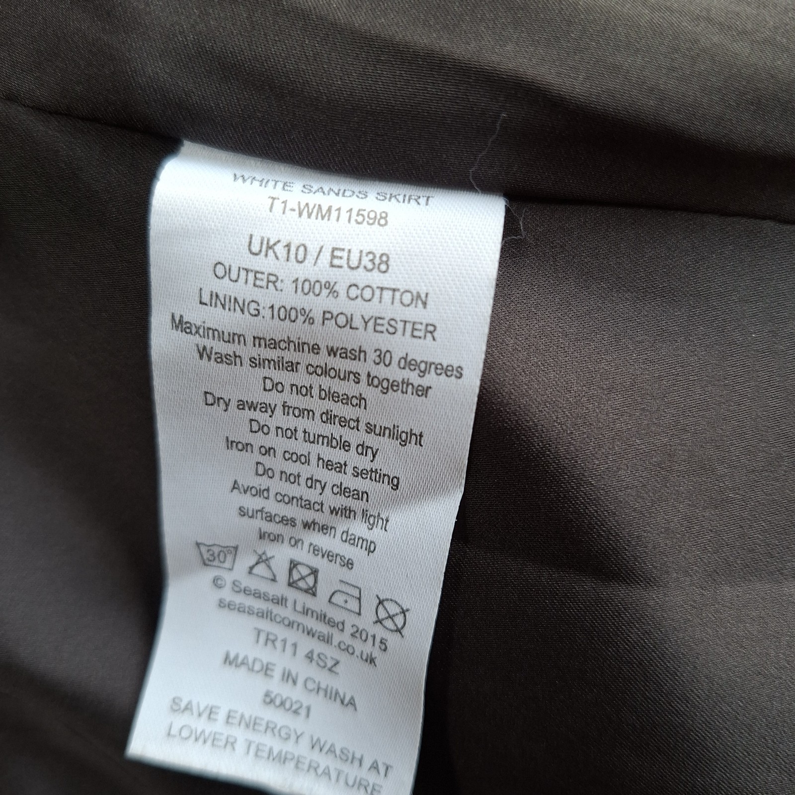 Seasalt Cornwall White Sands ladies Needlecord Skirt Size 10 Vgc Pink/teal/Grey