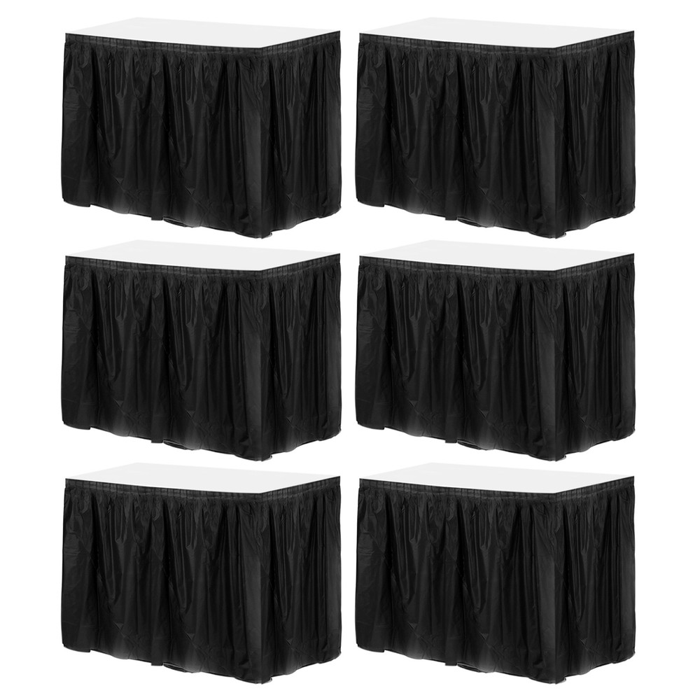 6 Pcs Black Plastic Table Skirts 29 in x 14 ft for Rectangle Table