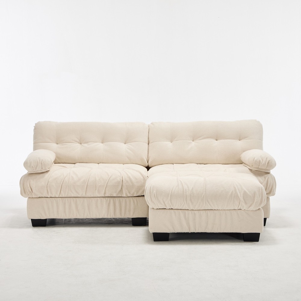 Modular Sectional Sofa Cloud Couch, Deep Seat L Shaped Couch with Ottoman,So