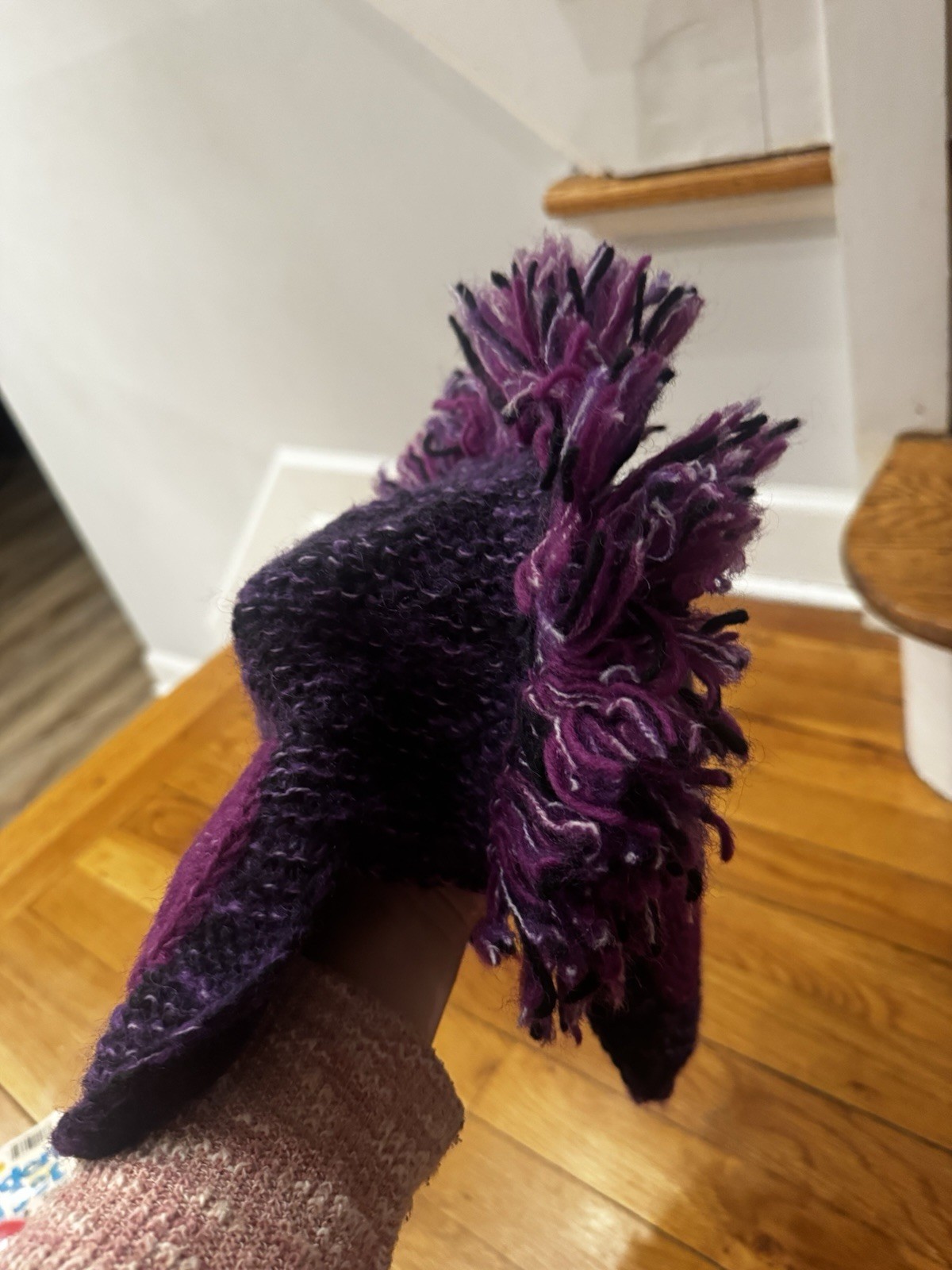 Nirvanna Designs Purple Knit Mohawk Hat Handmade Wool Adult OSFM Nepal