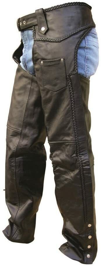 Braided Lined Chap with Silver Hardware Split Leather