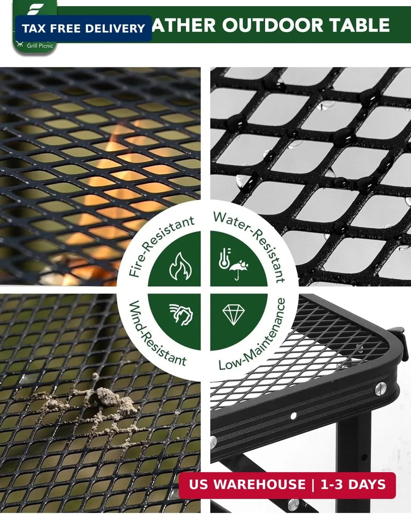 2Ft Small Folding Table with Carry Handle, Camping Table Adjustable Height 10.6-