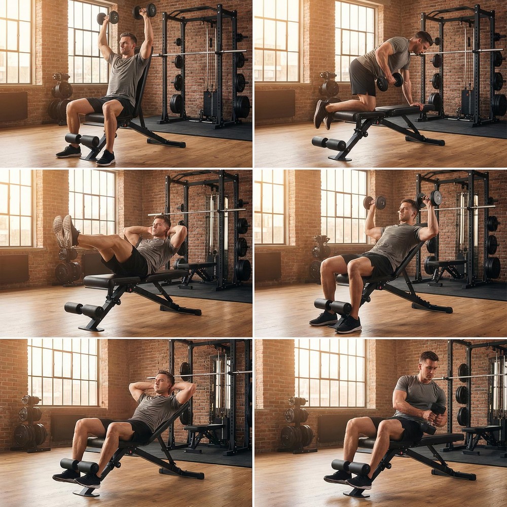 Adjustable Weight Bench Foldable Workout Exercise Bench with Automatic Lock f...